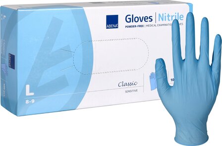 Blaue Nitril Handschuhe Abena Classic Sensitive 3,2 Gramm (10x100)